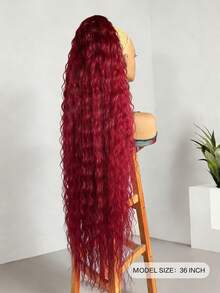 36 Inch Long Lightweight Fully Natural Curly Ponytail Braid, Black Color Synthetic Hair Extension Multilayer Soft Drawstring Ponytail Hairpiece For Women - Red - View 5