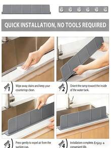 升级版硅胶厨房水槽防溅挡板,带吸盘。通用吸盘式防溅挡板,适用于各种台面。易于安装的水槽侧边防溢装置。厨房水槽防溅挡板 - 无需工具即可安装(请仔细阅读安装说明,否则安装可能不稳定)。 - 彩色 - 查看 8