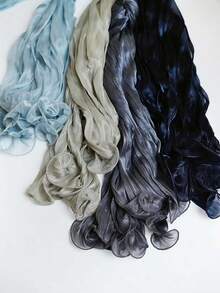 1 Pc Solid-Color Crepe Wrap Hair Hijab, Prayer Headscarf Long Robe, Multipurpose Hair Accessory, Lightweight Shawl - Multicolor - View 3