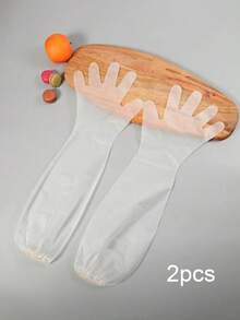 10只装CPE长袖家用手套，适用于厨房洗碗、清洗蔬菜，加厚加长，弹性袖口，防水防油，厨房、浴室、家居用品 - 無色 - 查看 15