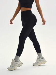 Women's Outdoor Sports Leggings, Multifunctional For Daily Wear, Slim Fit, Butt-Lifting Design, Lightweight & Breathable Moisture-Wicking - Black - View 8