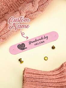 Customized Knitted Leather Label Rivet Fastened, Customizable With Name And Heart/Floral Patterns, Available In Decorative Hang Tags, Rivet-Fixed Labels, Handmade Accessories, Creative Essentials. - Multicolor - View 6