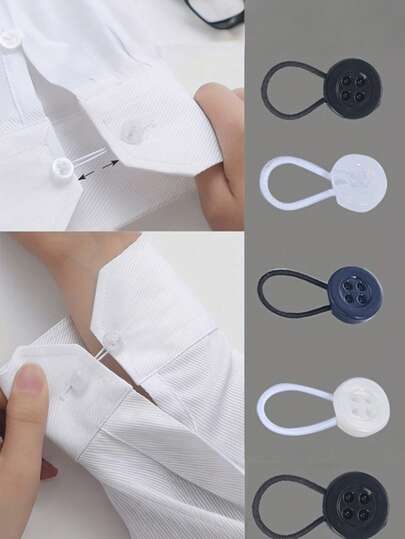 2/1 Pieza Extensor de cintura elástico desmontable, extensor de puño y extensor de cuello, sin necesidad de planchar ni coser. Estos accesorios ajustables incluyen extensores de puño y cuello, así como clips elásticos para la cintura, adecuados para hombres y mujeres, siendo un regalo ideal. Aplicable para diversas ocasiones, desde la vida universitaria, salidas casuales hasta eventos de negocios y bodas, una opción perfecta para novios y padrinos.