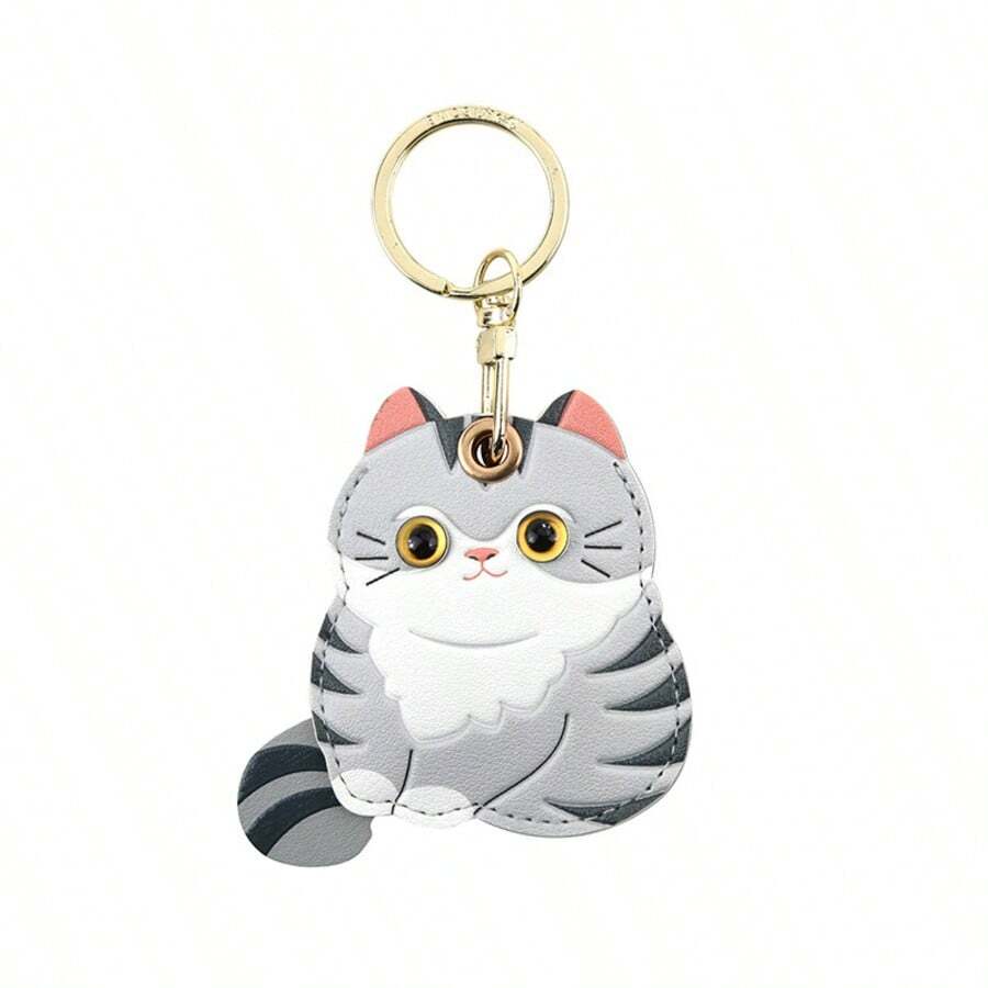 Protective Case Holder For AirTag Tracker With Keychain, Vegan Leather Anti-Lost & Scratch Resistance Key Ring Cover - 彩色 - 查看 1