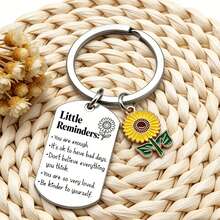 Little Reminders Keychain Inspirational Key Ring You Are Enough Daily Affirmation Mental Health Positive Gifts - Silver - View 2
