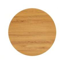 Round Side Table 60cm / Small Dining Table In MDF: Top Made With High Quality Thermoforming Technology, White Grain Appearance, Gold Support Leg – Perfect For European Living Spaces. - Natural Wood - 查看 7