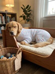 Dog Summer Shedding Hair Control Pajamas - Breathable High Stretch Full Coverage Pet Rompers, Summer Anti Licking & Bug Protective Jumpsuit For Medium Large Dogs, All Over Printing Dog Clothes-Blue With White Stripe Bunny Pattern - Multicolor - View 3