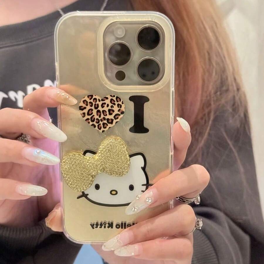 SANRIO 新款 Expression 系列，闪亮豹纹 3D 蝴蝶结 KT 猫手机壳 - 可爱蝴蝶结设计，兼容 17/17 Air/17 Pro/17 Pro Max、16/16 Plus/16 Pro/16 Pro Max、15/15 Plus/15 Pro/15 Pro Max、14/14 Plus/14 Pro/14 Pro Max、13/13 Pro/13 Pro Max、12/12 Pro/12 Pro Max、11/11 Pro Max，防尘设计，高性价比，广受好评的防摔时尚手机壳 - 彩色 - 查看 1