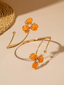 1件极简主义金属树脂樱花仿珍珠手链，独特礼物，适合女性海滩度假 - 30047-ab-G-1 - 查看 3