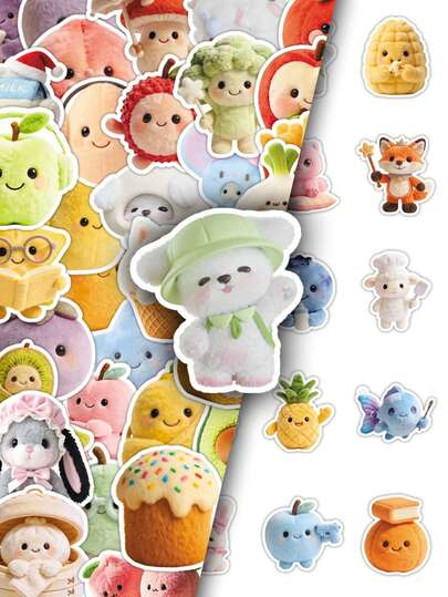 51 piezas de lindas y suaves pegatinas con temática de frutas estilo Kawaii, adorables para niñas, adecuadas para jarrones, papelería, decoración DIY, suministros de scrapbooking