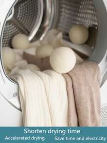 1个/5个装 XL号优质天然羊毛烘干球 - 可替代烘干纸和柔顺剂 - 洗衣烘干球，优质天然针织烘干球 - 可替代烘干纸和柔顺剂 - 洗衣烘干球，烘干纸，防静电针织烘干球，可重复使用的柔顺剂，针织烘干球，洗衣机配件，DIY毛毡球吊坠 - 白色 - 查看 10