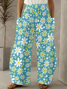 Women's Plus Size Wide-Leg Pants - Loose Fit Wide Leg Trousers With Wide Stance, Breathable Fabric Suitable For, For - Wear - Elegant Wide Leg Pants - Multicolor - View 1