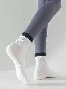 1/4双装 女士防滑普拉提袜，普拉提抓地袜，瑜伽袜，带防滑纹路 - 彩色 - 查看 10