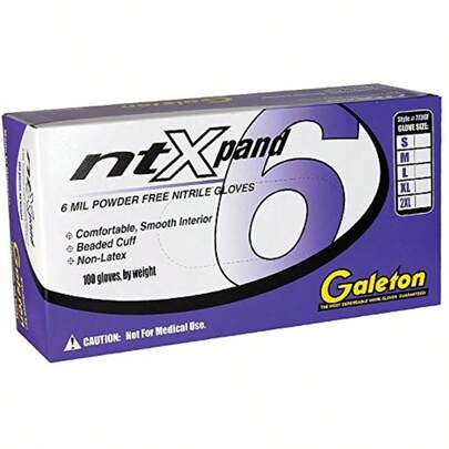 Galeton 7736F-M Powder Free Ntxpand 6 mil Nitrile Disposable Gloves Box of 100 Medium Violet