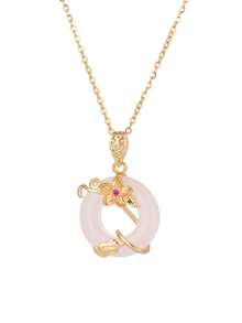 Dây chuyền mặt dây chuyền ngọc bích tròn bằng thép không gỉ, thích hợp cho phụ nữ đeo hàng ngày và trong các dịp lễ. - A - Xem 4