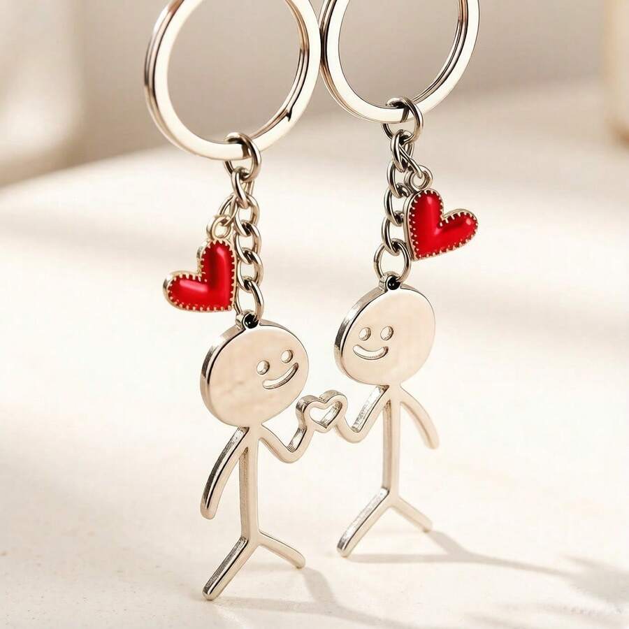 Bộ 2 móc khóa hình trái tim, quà tặng. - Nhiều màu - Xem 1