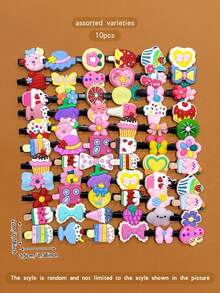 10个随机款式可爱黑色发夹，适合日常使用 - 彩色 - 查看 7