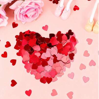 15g Hạt kim tuyến hình trái tim màu đỏ ánh kim, trang trí bàn tiệc ngày Valentine, thích hợp cho đám cưới, tiệc cô dâu, tiệc sinh nhật và trang trí nhà cửa.