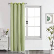 1pc Hollow Star Curtain, Polyester Lace Double-Layer Curtain, Darkening Curtain For Living Room & Bedroom, Cute Style - 淡綠 - 查看 17
