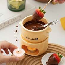 Bộ 1 nồi nấu chảy sô cô la bằng gốm, bộ nồi lẩu mini bằng gốm (không bao gồm nến) - Cốc mini dùng để làm tan chảy sô cô la, sốt phô mai và kẹo - Bộ dụng cụ tiệc tráng miệng nhỏ gọn, lý tưởng cho buổi hẹn hò, đám cưới, tiệc sinh nhật và quà tặng ngày Valentine - Dễ dàng vệ sinh - Nhiều màu - Xem 2