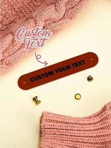 Customized Knitted Leather Label Rivet Fastened, Customizable With Name And Heart/Floral Patterns, Available In Decorative Hang Tags, Rivet-Fixed Labels, Handmade Accessories, Creative Essentials. - Multicolor - View 7