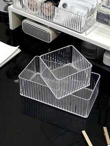 1 pièce Boîte de rangement avec miroir, convient pour les cosmétiques, la coiffeuse, les soins de la peau, les rouges à lèvres, les bijoux, le rangement de salle de bain, les vacances à la plage, la salle de bain, la chambre, grande capacité - Transparent - Voir 6