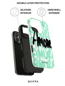1件藝術感「Amore」設計手機殼，適用於Phone 17 Pro Max、16 Pro Max、15 Pro Max、14 Pro Max，韓系高端時尚趣味手機殼，兼容11/12/13/14/15/16 Pro Max Plus，優雅設計男女皆宜，送女友的完美禮物 - 薄荷綠 - 查看 2