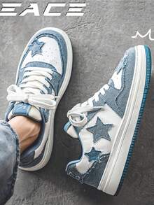 新款休闲鞋厚底透气男女复古低帮运动鞋，明星滑板鞋，百搭户外运动鞋 - 藍色 - 查看 5