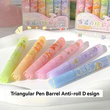 Bộ 6 bút dạ quang hương trái cây, thiết kế đầu bút vát mềm mại, tông màu nhẹ nhàng, khô nhanh, không lem, thích hợp cho viết nhật ký, vẽ tranh, phác thảo và đánh dấu. - A - Xem 5