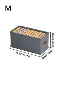 1/2个灰色布艺可折叠抽屉收纳盒，牛津布衣物整理箱，家用衣柜牛仔裤毛衣收纳盒（无隔板） - 灰色 - 查看 8