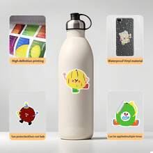 100pcs Hand-Drawn Colorful Fruit & Vegetable Expression Stickers, Waterproof Decorative Stickers For Water Bottles, Phones, Wholesale - Multicolor - View 3