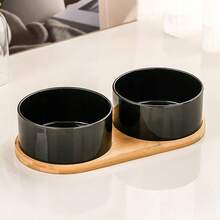 Bát ăn và uống nước bằng gốm sứ cho chó/mèo kèm chân đế gỗ, bát cỡ trung bình chống tràn, phù hợp cho thú cưng có râu, có thể rửa bằng máy rửa chén. - 500ml - Xem 13