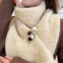 1条格子围巾，柔软保暖，女士冬季格子围巾，百搭韩式仿羊绒围巾，学生秋冬季围脖，可搭配连衣裙 - 彩色 - 查看 7