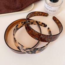 1pc French Classic Fashion Wide Acetate Amber Leopard Print Hairband Non-Slip Toothed Headband Plain Glossy Thickened Not Tight On Hair Women's Hair Accessories - Multicolor - View 3