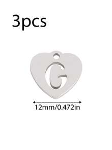 3个/套 心形吊坠 不锈钢英文字母吊坠 A-Z 字母饰品，适用于手工手链、耳环等珠宝制作 - 吊墜 - 查看 32