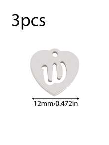 3个/套 心形吊坠 不锈钢英文字母吊坠 A-Z 字母饰品，适用于手工手链、耳环等珠宝制作 - 吊墜 - 查看 12