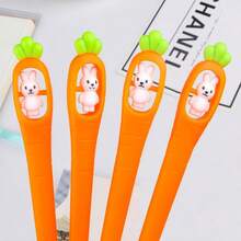 10pcs/Set Cute Cartoon Simulated Radish/Carrot Rabbit Neutral Pens, 2 Styles Available, High-Quality Student Stationery, Creative Personalized Holiday Gift Black Ink Pens, Suitable For Students - Back To School Season - Sets - View 3