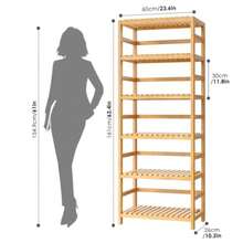 6-Tier Bamboo Shelf Bamboo Bookcase with Adjustable Shelves Free Standing Storage Shelf Unit Plant Flower Stand for Kitchen Bathroom Home Office Natural - 1 - Ver 4
