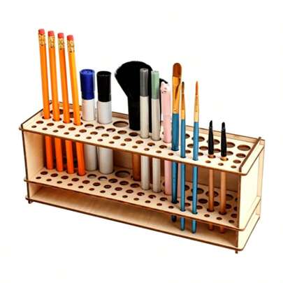 1 hộp đựng cọ vẽ bằng gỗ, giá đựng cọ vẽ 67 lỗ dành cho nghệ sĩ, hộp đựng cọ bằng gỗ để cất giữ cọ vẽ, bút chì và dụng cụ mỹ thuật.