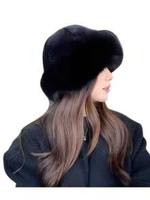 1 Piece New Release Women's Winter Furry Hat, Thick Solid Color Wool Cap, Mongolian European Fashion Autumn - 白色 - 查看 3