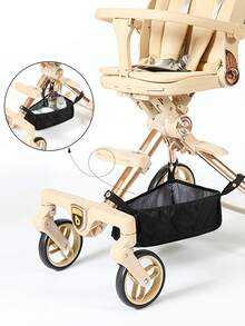 1pc Baby Stroller Bottom Frame Storage Basket, Waterproof Infant Carriage Undercarriage Organizer Bag With Adjustable Buckle - Multicolor - View 2