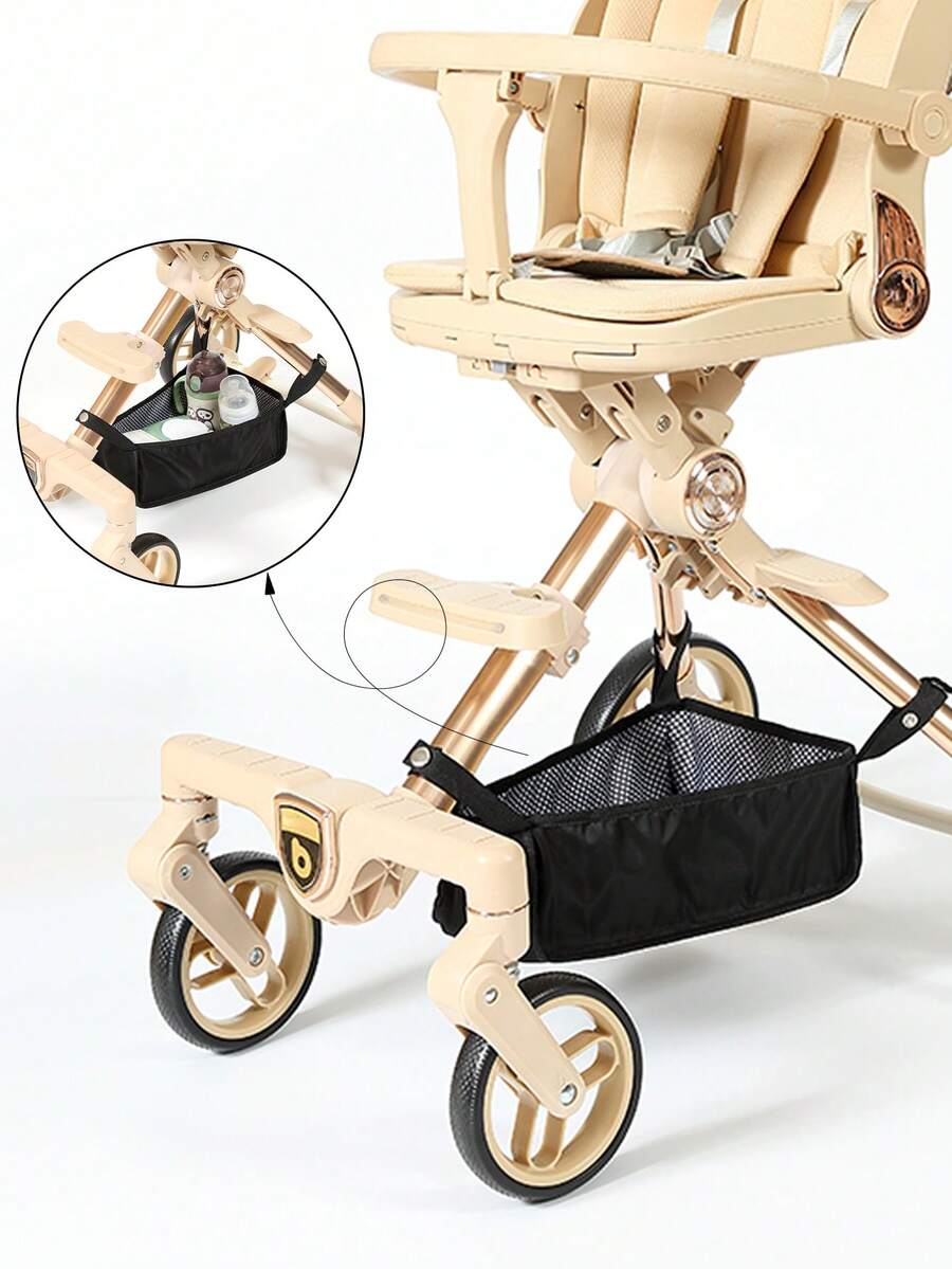 1pc Baby Stroller Bottom Frame Storage Basket, Waterproof Infant Carriage Undercarriage Organizer Bag With Adjustable Buckle