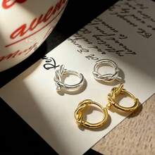 时尚独特的法式极简主义绳结圆形耳环，优雅的绳结耳环设计，是女士日常、派对和活动佩戴的最佳选择。 - 彩色 - 查看 8