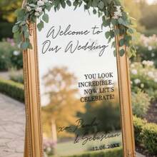 Welcome To Our Wedding Mirror Stickers - Wedding Logo Vinyl For Mirrors Or Acrylic - Personalized Wedding Vinyl Letters - Multicolor - View 3
