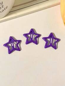20pcs Star Shaped Hair Clips, Suitable For Daily Wear - Purple - View 3
