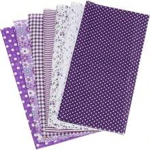 Cotton Fabric Bundles, 7 Pcs 10 X 10 Inch Pure Cotton Fat Quarter Floral Printed Precut Fabric Squares For Patchwork Quilting & Handmade DIY Projects, Quilting Fabric, Cotton Fabric, Sewing Supplies - Purple - View 8