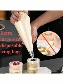100pcs Disposable Piping Bags For Cake Decorating - Perfect For Icing, Frosting & Cookies - Essential Baking Tools & Kitchen Accessories Back To School, Kitchen Essentials, Cake Supplies, Piping Bags - Trong sáng - Xem 2
