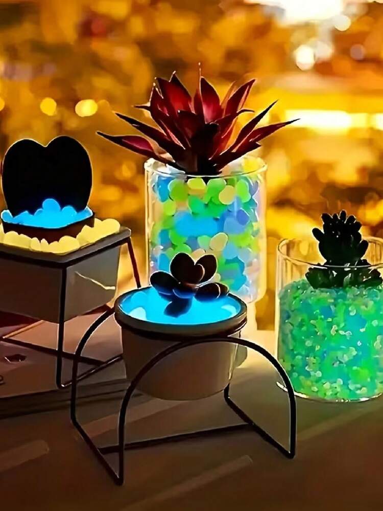 200 viên sỏi phát sáng trong bóng tối | Đá phát quang | Đá phát quang, thích hợp trang trí lối đi trong vườn, lát sân, trang trí chậu cây, cảnh quan bể cá - Hấp thụ ánh sáng và phát ra ánh sáng xanh dịu nhẹ trong bóng tối, tạo hiệu ứng ánh sáng huyền ảo cho lối đi trong vườn và mô phỏng bầu không khí huỳnh quang dưới nước trong bể cá. - A - Xem 8
