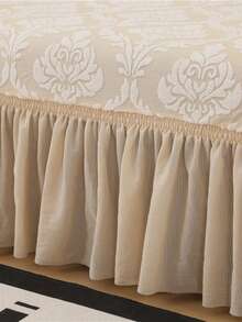 Jacquard Velvet Sofa Cover With Elastic Full Skirt Edge, Simple And Modern Polyester Fiber Suitable For Living Room And Household Use - Beige - View 8