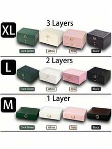 Large 3-Layer Jewelry Storage Box, High-Quality PU Jewelry Box With Lockable Drawers, Suitable For Necklaces, Earrings, Rings, Bracelets, Watches And Other Jewelry Accessories, Holiday Gift - Multicolor - View 8